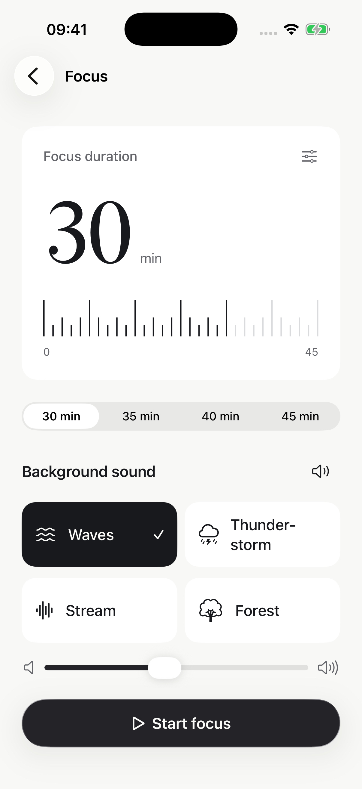 Focus session with nature sounds
